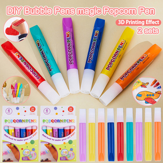 3D Magic Popcorn Pens Puffy Paint Bubble Pen For Greeting Birthday Cards  Kids Children 3D Art